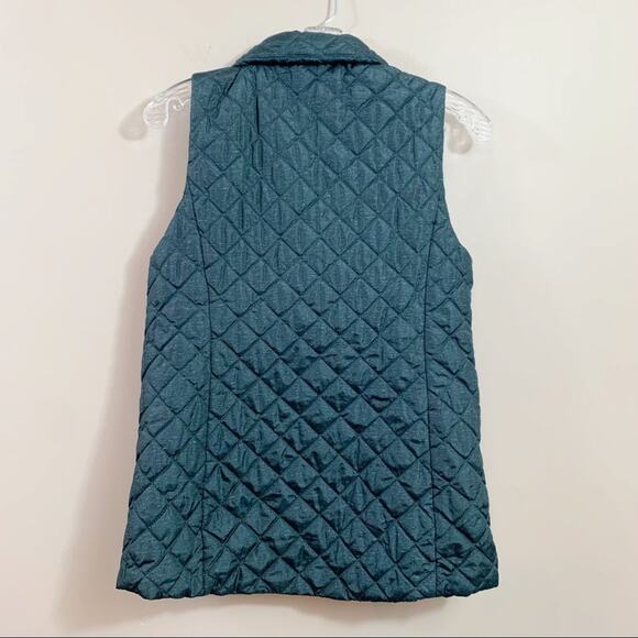 Banana Republic Factory Quilted Printed Slim Galactic Green Heather Vest - Picture 4 of 4